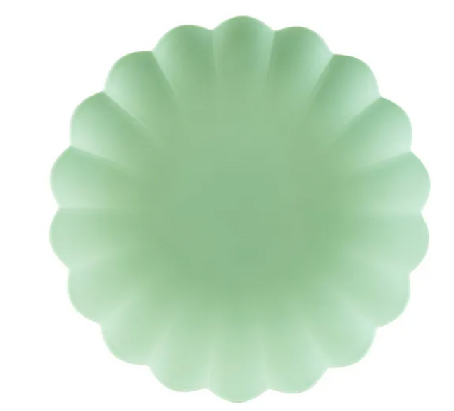 Talerzyki plastikowe Falbanka, 22 x 22 cm, szałwiowy - Yooglo