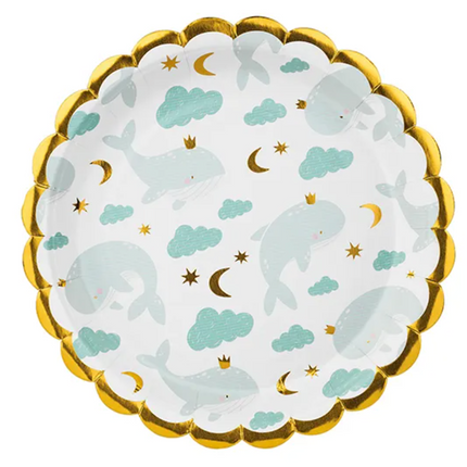 Talerzyki Wieloryby 18 cm - talerzyki papierowe