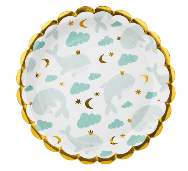 Talerzyki Wieloryby 18 cm - talerzyki papierowe