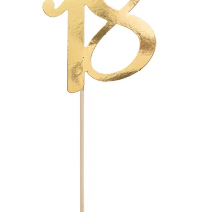 Topper na tort ’’18’’ złoty - topper