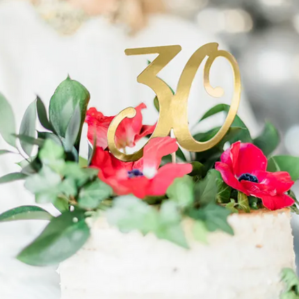 Topper na tort ’’30’’ złoty - topper