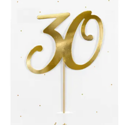 Topper na tort ’’30’’ złoty - topper