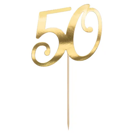 Topper na tort ’’50’’ złoty - topper