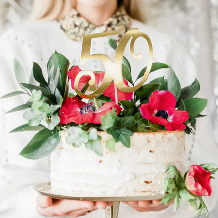 Topper na tort ’’50’’ złoty - topper