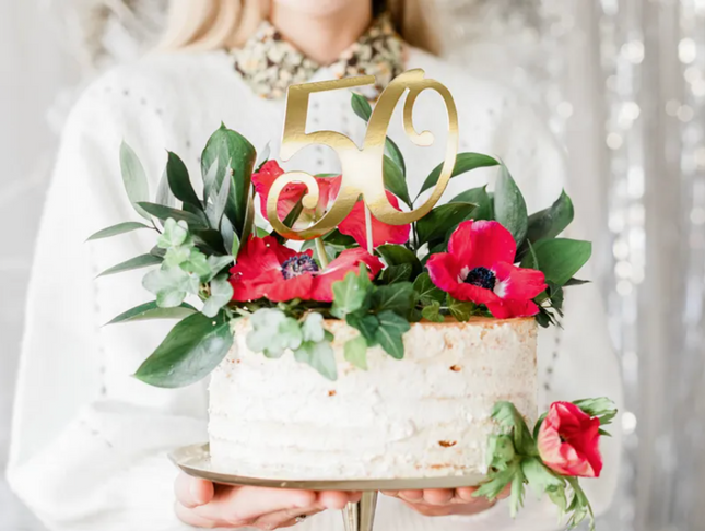 Topper na tort ’’50’’ złoty - topper