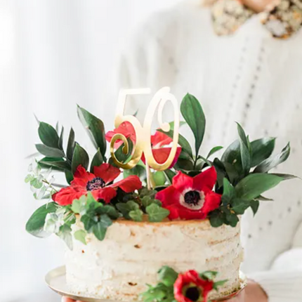 Topper na tort ’’50’’ złoty - topper