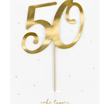 Topper na tort ’’50’’ złoty - topper