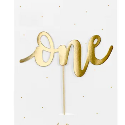 Topper na tort One złoty 19cm - topper