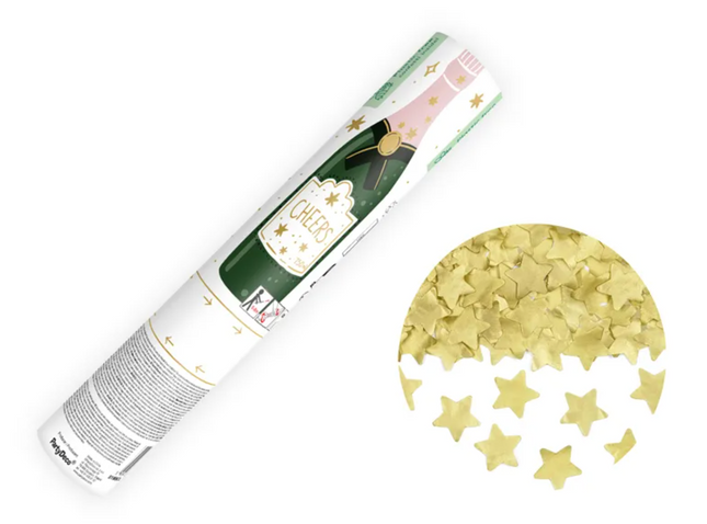 Tuba Szampan strzelająca złotymi gwiazdkami 20 cm - tuba strzelająca