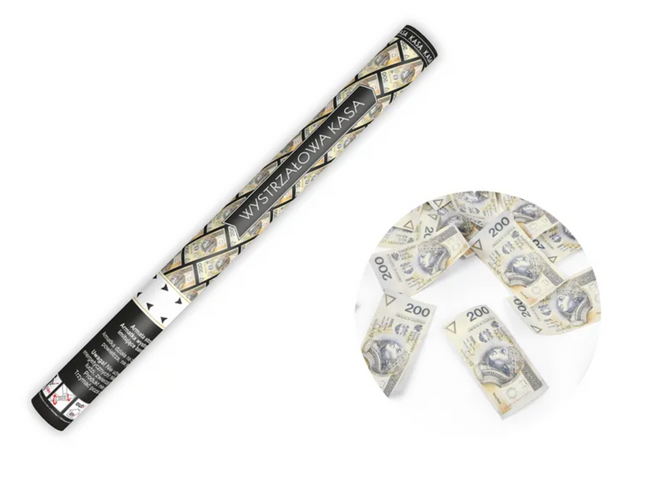 Tuba z banknotami 200 PLN 60cm - tuba strzelająca