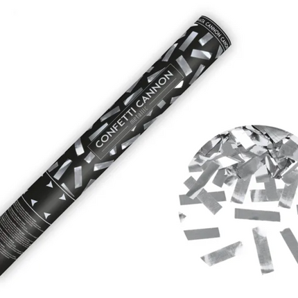 Tuba z konfetti srebrny metallic 40cm - tuba strzelająca