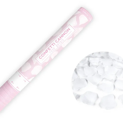 Tuba z płatkami róż biały 40cm - tuba strzelająca