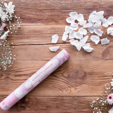 Tuba z płatkami róż biały 40cm - tuba strzelająca