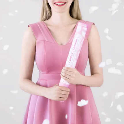 Tuba z płatkami róż biały 40cm - tuba strzelająca