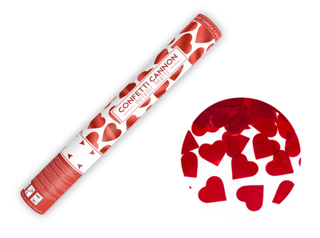 Tuba z sercami czerwony 40cm - tuba strzelająca