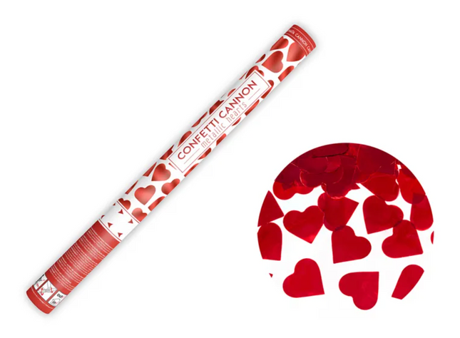 Tuba z sercami czerwony 60cm - tuba strzelająca
