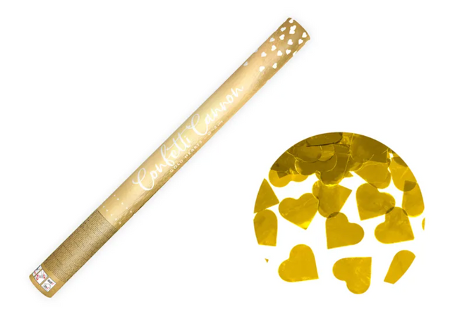 Tuba z sercami złoty 60cm - tuba strzelająca