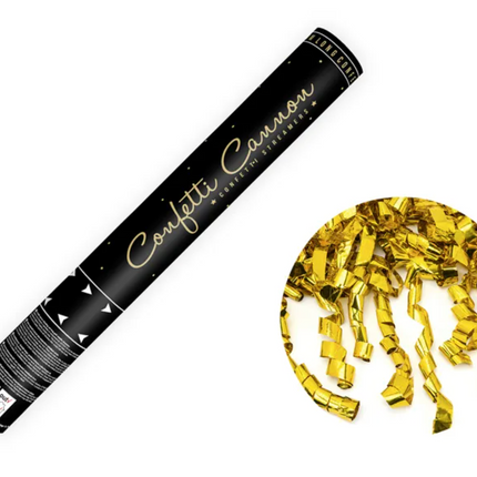 Tuba z serpentynami złoty 40cm - tuba strzelająca