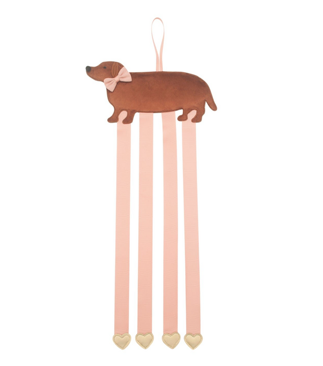Wieszak na spinki Sausage Dog z czterema wstążkami - Yooglo