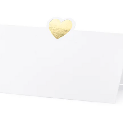 Winietki na stół - Serce złoty 10x5cm - winietki na stół