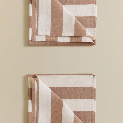 Zestaw 2 serwetek "nude" bawełnianych Efarin w paski - Yooglo
