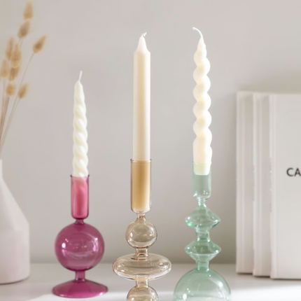 Zestaw 3 szklanych świeczników Nalyna - różne kolory - Yooglo